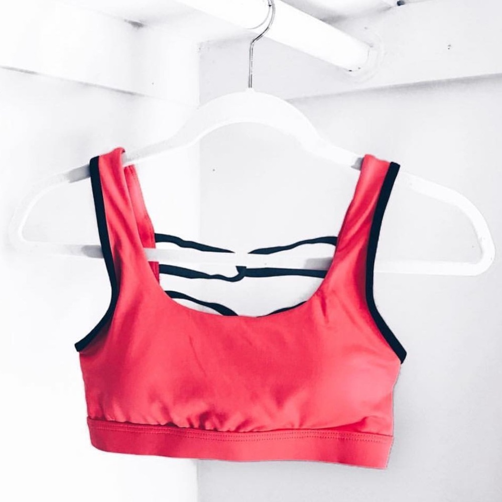 Bright Orange  Sports Bra with Black Trim